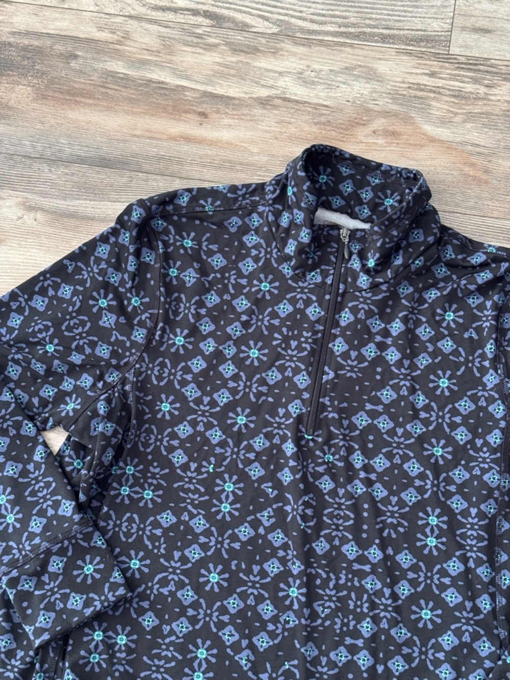 Coldwater Creek Quarter Zip Pullover Geometric Floral design 2X